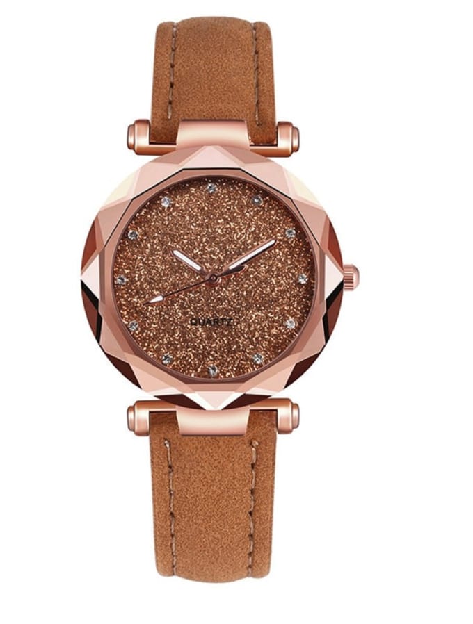 Hidzo Horloge Quartz Ø 38 - Bruin/Rose