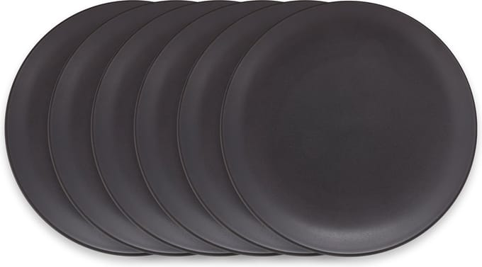 vtwonen - Basic - Set van 6 - Ontbijtborden - Zwart - Porselein - Servies