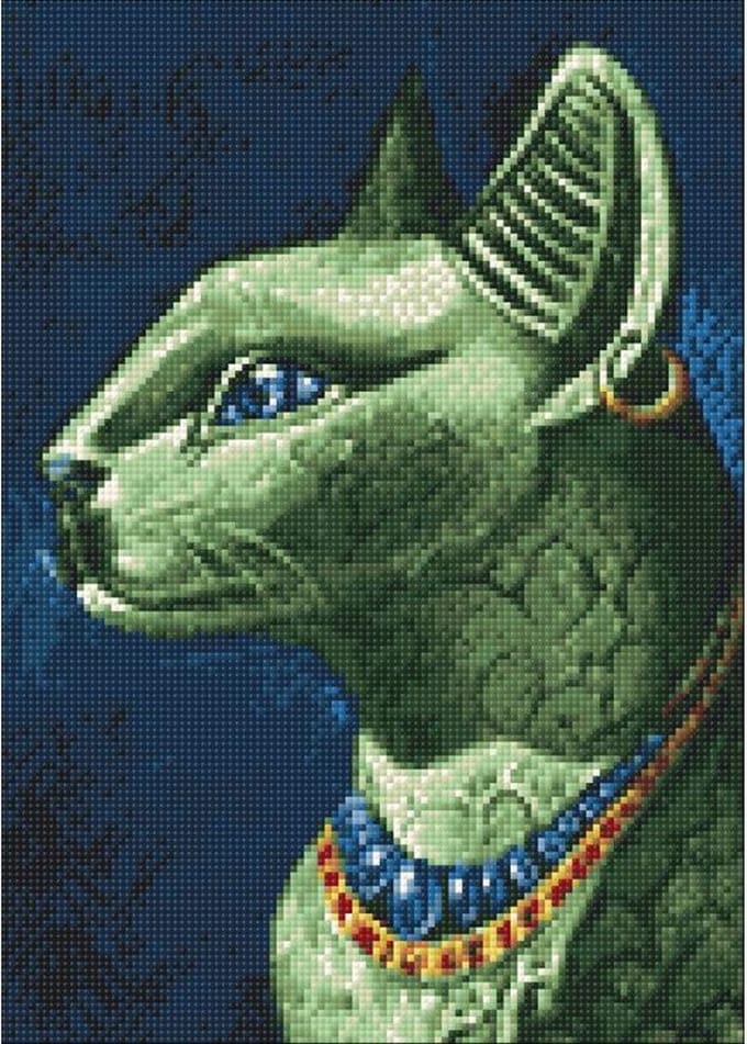 Wizardi Diamond Painting Kit Emerald Cat WD141