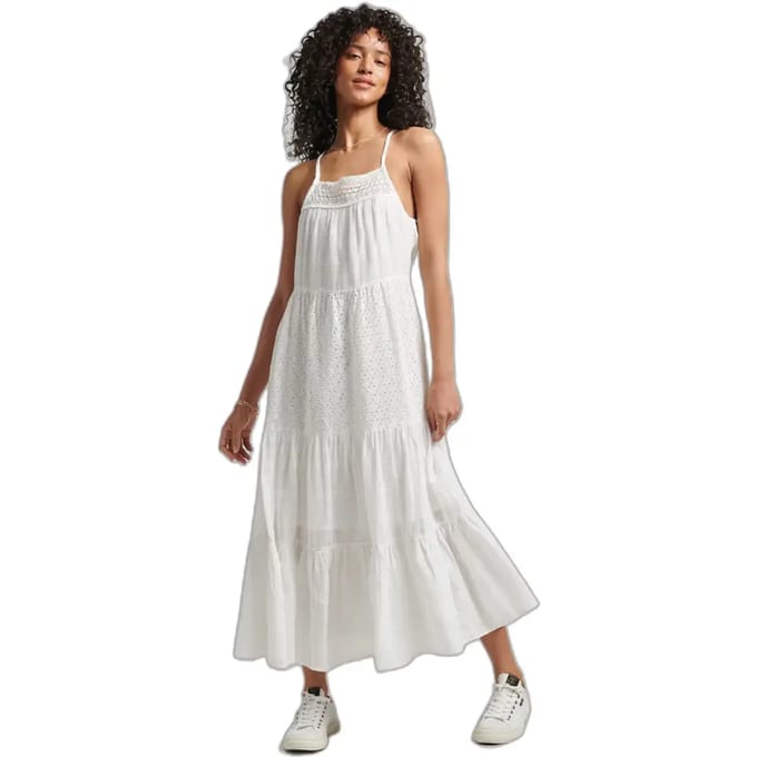 Superdry Vintage Lace Cami Maxi Jurk Wit M Vrouw