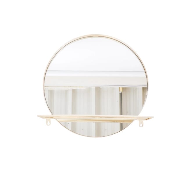 Housevitamin Wandspiegel - Rond Metaal - Met Plank - White Cap Grey - Ø40cm