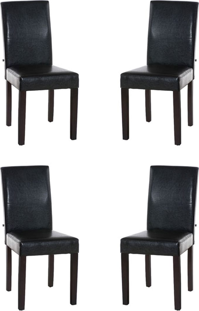 CLP Ina Set van 4 Eetkamerstoelen - Kunstleer bruin donkerbruin