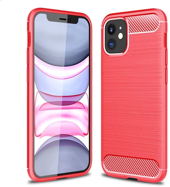 Mobiq Carbon Look Hoesje geschikt voor iPhone 12 Mini - Flexibele TPU Case