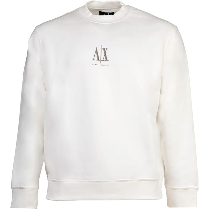 Round Neck Long Sleeve Sweatshirt - White