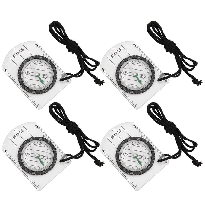 4 stuks Professioneel Kompas Kaartschaal Kompas Buitenuitrusting Accessoire black