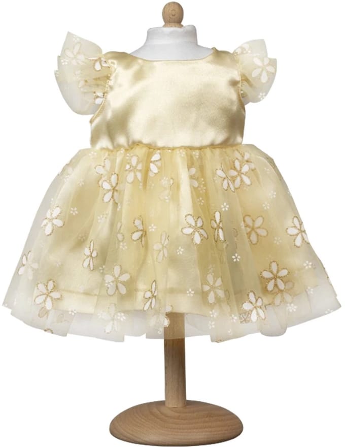 Mamamemo Poppenkleding Feestjurk Goud 33 - 37 cm