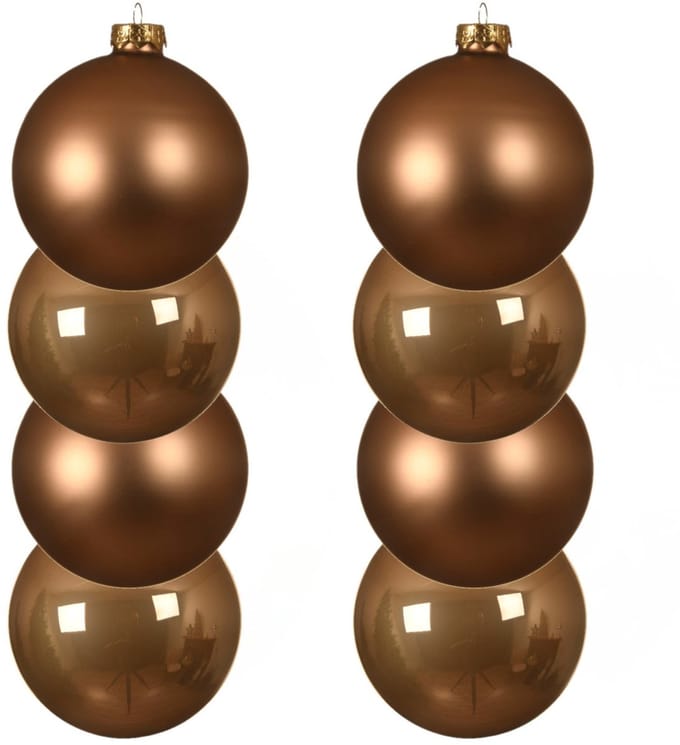 Decoris kerstballen - 8x st - toffee bruin - D10 cm - glas - kerstversiering