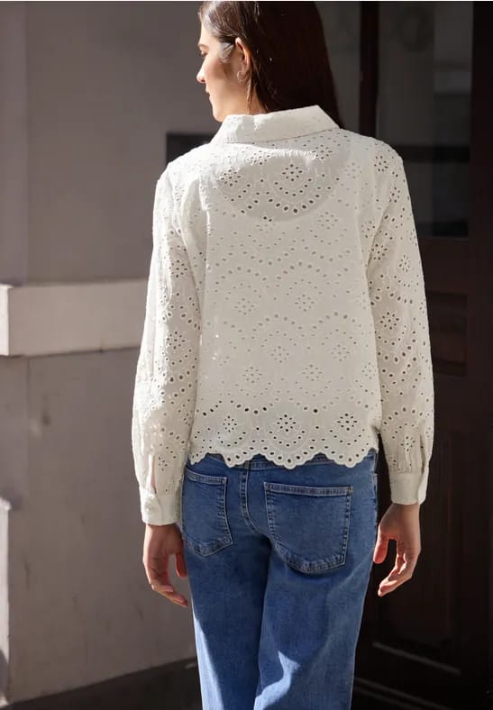 Blouse met lange mouwen en shiffleypatroon