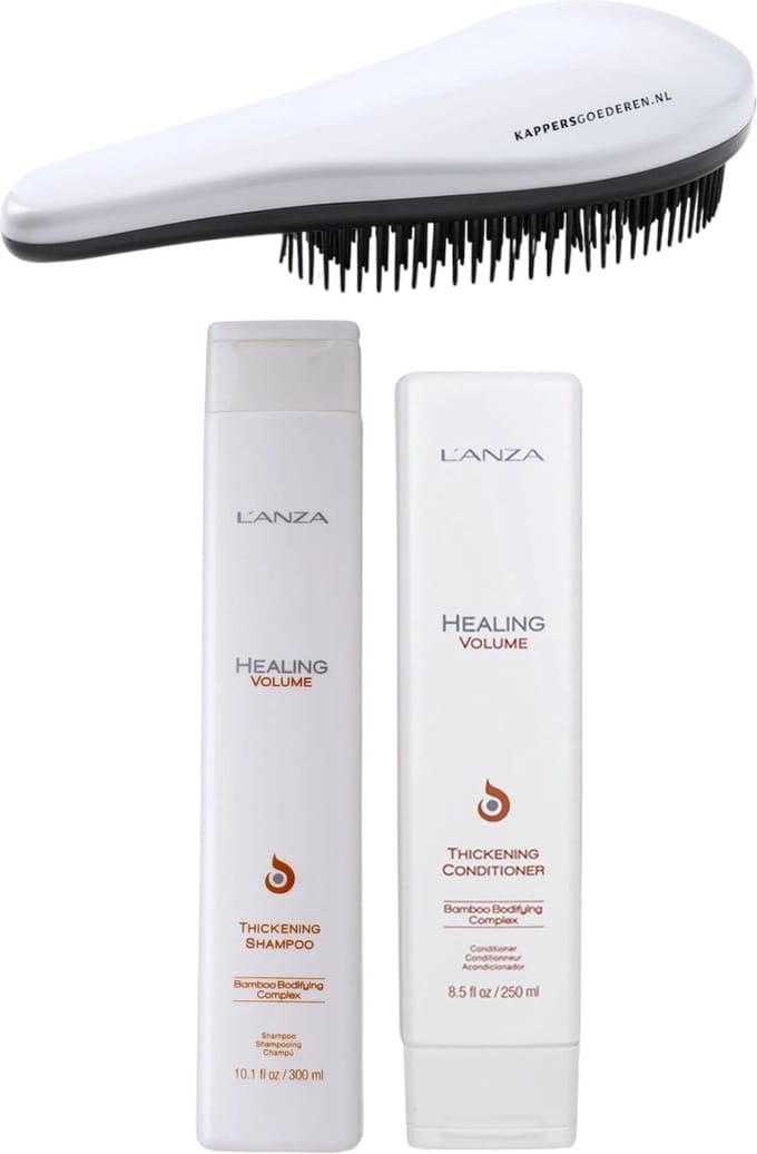 L'Anza - Healing Volume Set - Thickening Shampoo + Conditioner + Ontwarborstel - Volume Pakket