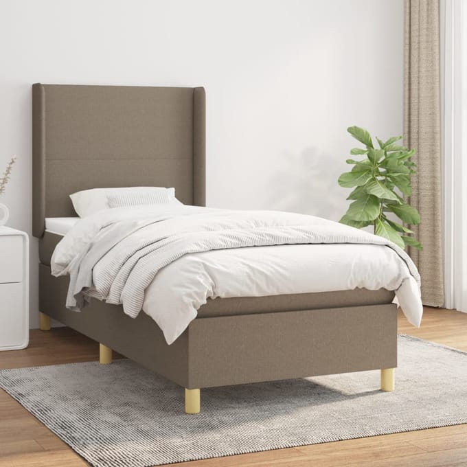 vidaXL - Boxspring - met - matras - stof - taupe - 100x200 - cm