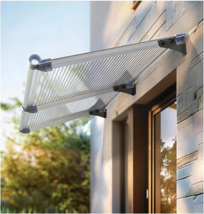 Deur Luifel - Raam Overkapping - Weer Bescherming - Snelle Waterafvoer - 45x80cm - Transparant Wit