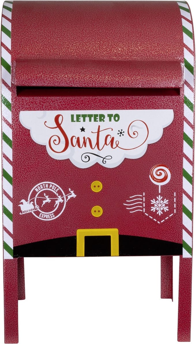 Kerstman brievenbus/mailbox - rood - staand - 52 cm - Letter to Santa - kerstdecoratie