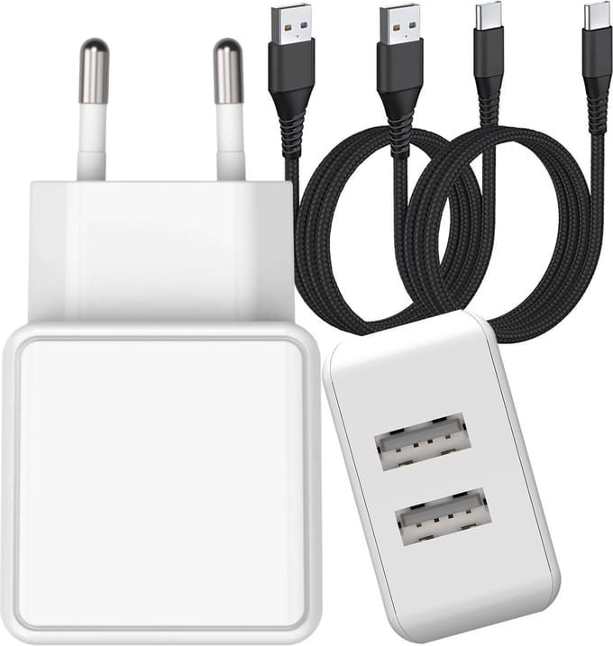 Usb Adapter 2 Poorten + usb C naar usb Kabel 1 Meter - Usb naar usb C Kabel - Usb C Kabel - Oplaadkabel usb C - Usb C Oplader Set - Usb C naar usb Kabel voor Telefoon