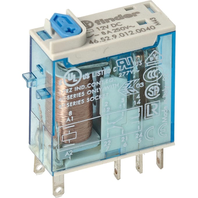 Finder 46.52 Industriële Mini Relais 2CO 8A 12VDC - 46.52.9.012.0040