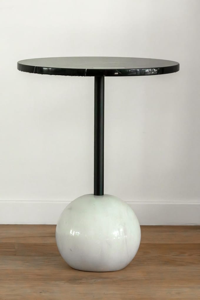 VLHOME marmer bijzettafel 40⌀ x 55H zwart - wit luxe modern stijl