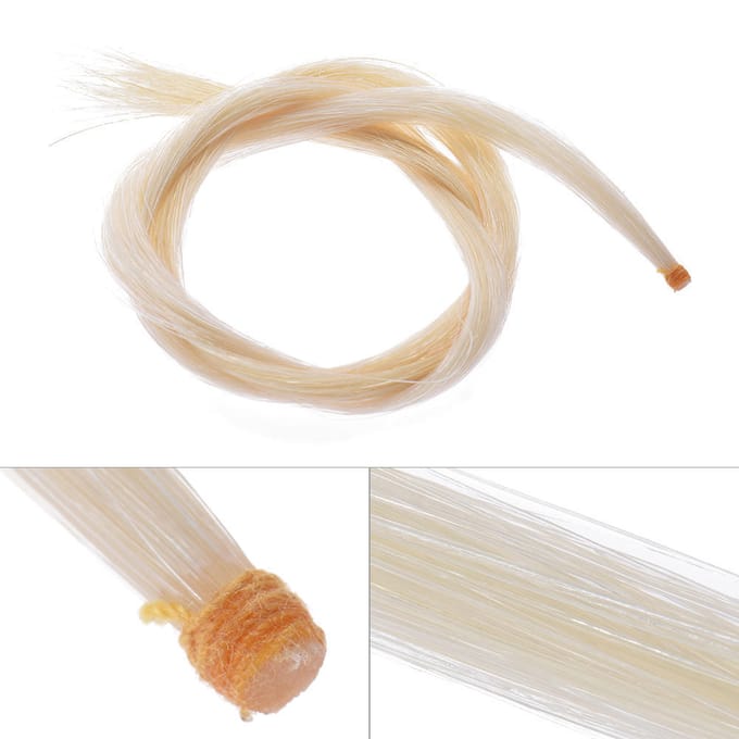 Eén Hank Hoge kwaliteit Strikhaar Paardenhaar voor Vioolstrijkstok Natuurlijke Witte Kleur for 4/4 Violin Bow white
