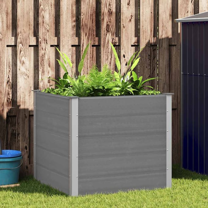 vidaXL - Plantenbak - verhoogd - 100x100x91 - cm - HKC - grijs
