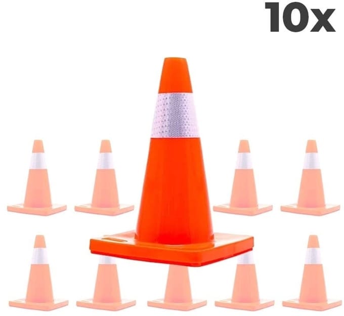 10-pack Verkeerskegel - Oranje wit - 45 cm - Soepel