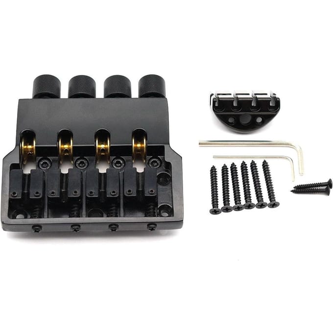 1Set Pont de Basse Électrique Pont de Cordes pour Basse Headless Selle pour Cordes à Boule Noir