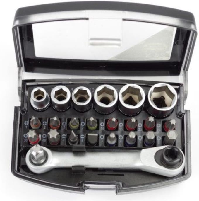bit en doppenset - 24 delig - 1/4 duims aansluiting - bitset - sets van bits en doppen - doppenkit - doppendoos