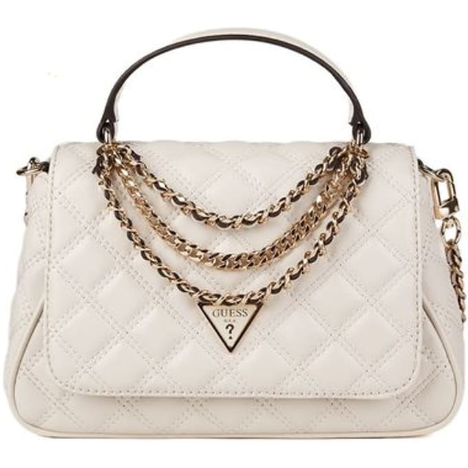 GUESS schoudertas handtas Giully II Top Handle Flap Bag Bone crème