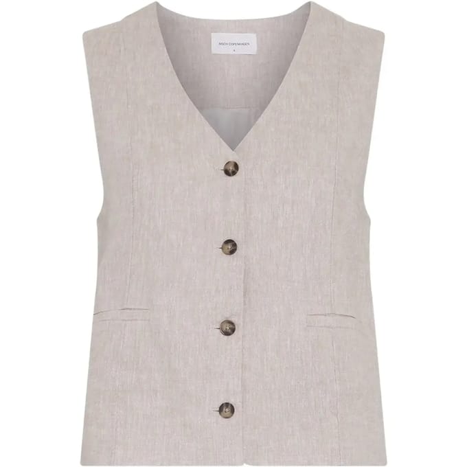 Bodywarmer van linnenmix met strookzakken model 'Viana Ginia'