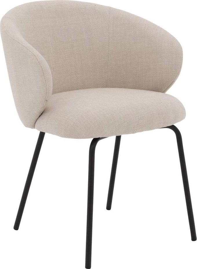 Goossens Eetkamerstoel Noomi - Met Armleuning - Stof - Beige