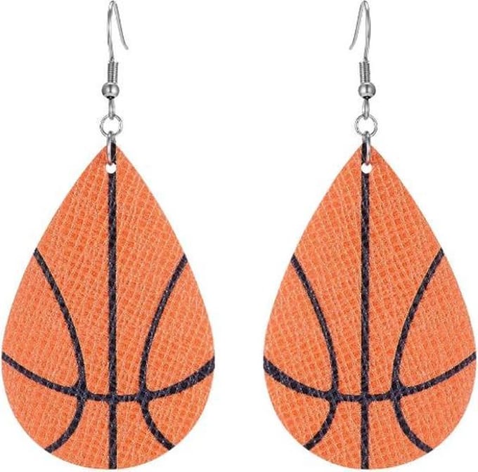 Fako Bijoux® - Oorbellen - Druppel - Kunstleer - Basketbal