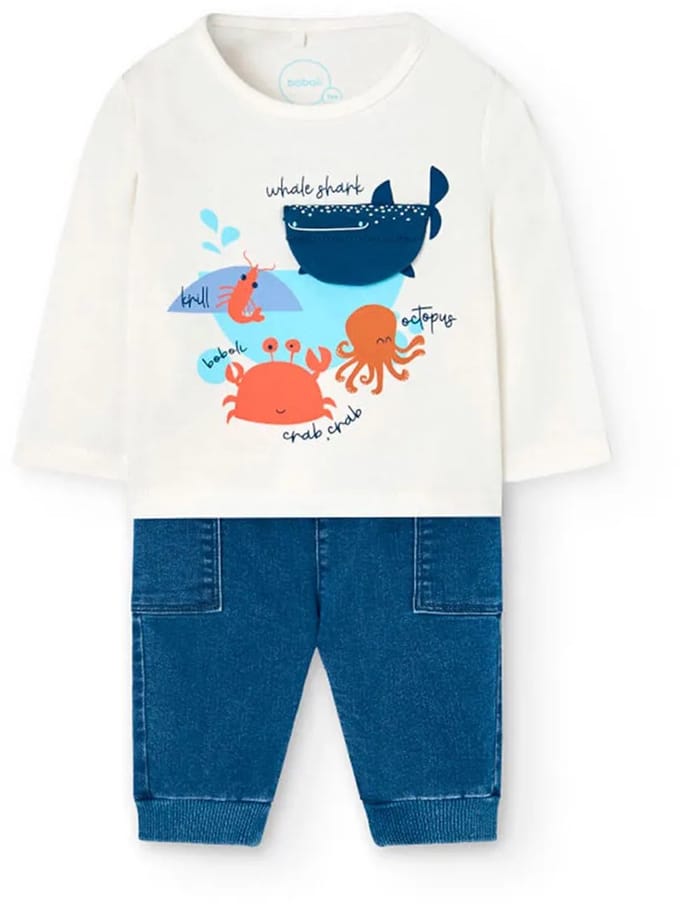 Boboli Knit Set Met Lange Mouwen Wit 1 Months Jongen