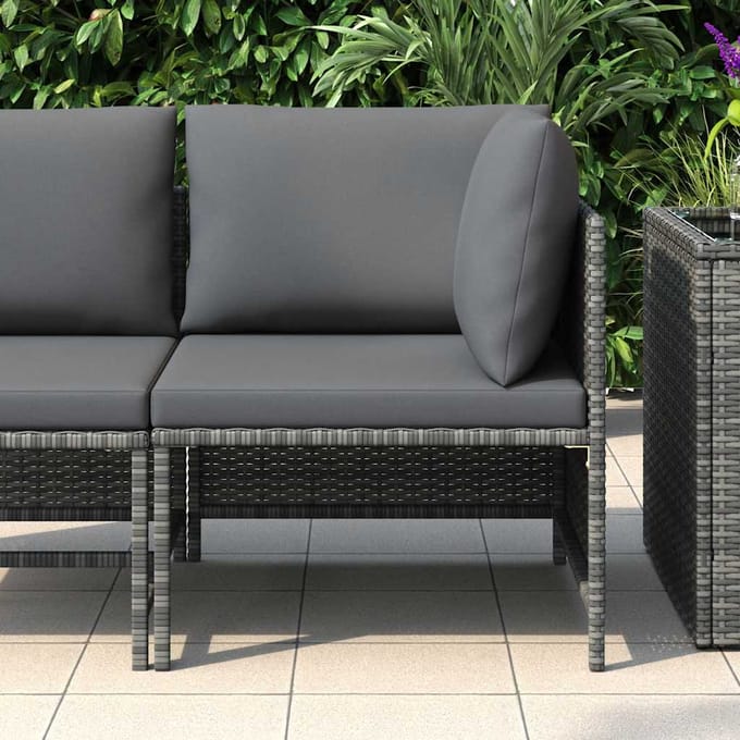 vidaXL - Hoekbank - sectioneel - met - kussens - poly - rattan - grijs