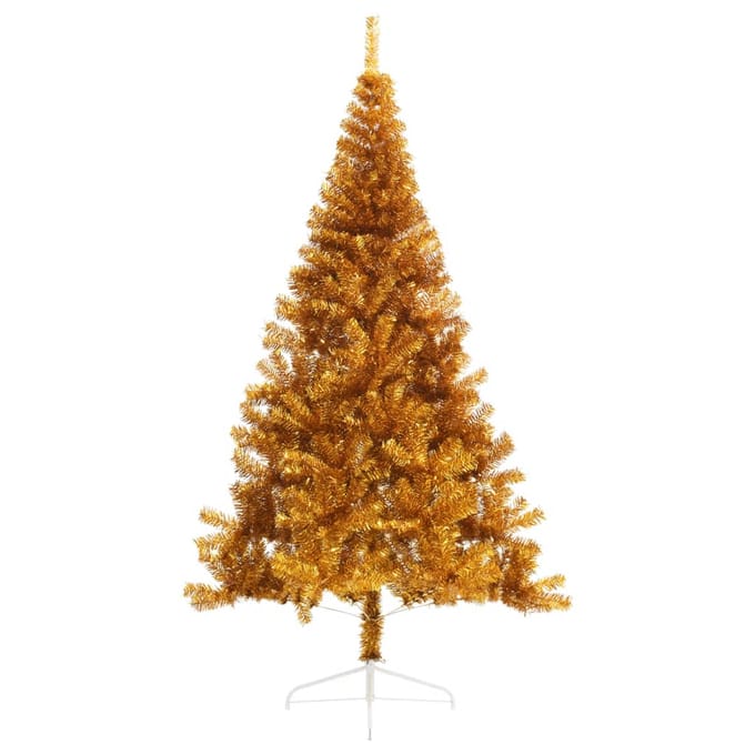 vidaXL - Kunstkerstboom - half - met - standaard - 240 - cm - PET - goudkleurig