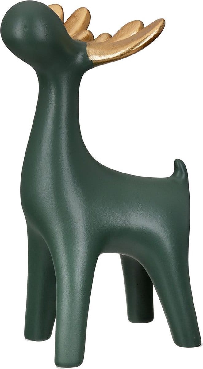 Gilde Handwerk - Rendier - Eland - Keramiek - Groen/Goud - Arthur - 30cm hoog - Kerst