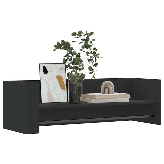 vidaXL - Wandschap - 100x35x30,5 - cm - bewerkt - hout - zwart