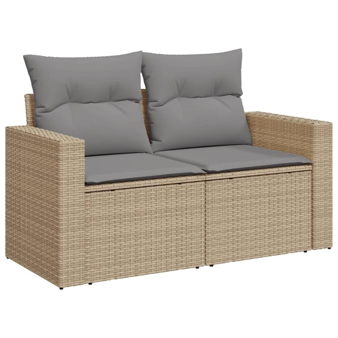 vidaXL - 10-delige - Loungeset - met - kussens - poly - rattan - beige