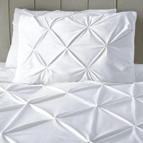 Sleeptime Velvet Pintuck Dekbedovertrek - Eenpersoons - 140X200/260 + 1 x kussensloop 60x70 - Wit
