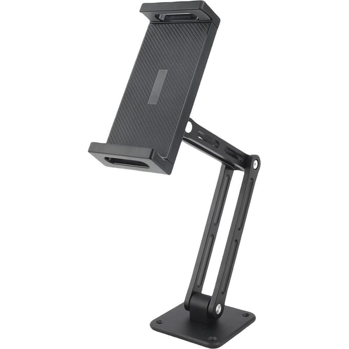 Tablet Wandmontage Houder Aluminiumlegering Verstelbare Opvouwbare Tablet Wandstandaard Houder voor 4 12.9 Inch Telefoons en black