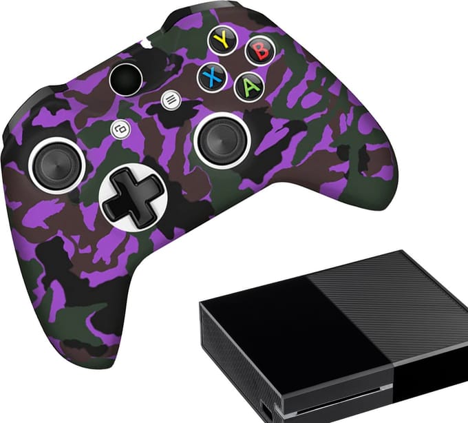 Gadgetpoint - Hoesjes & Skins voor Xbox One - Performance Gaming Case - Soft Grip Covers - Anti-Slip Controller Accessoires - Camo - Paars