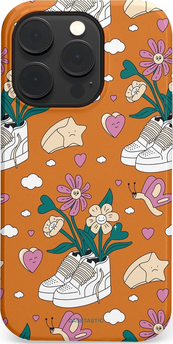 Casetastic hoesje geschikt voor Apple iPhone 14 Pro - MagSafe - Dubbellaagse bescherming - Hartentuin - Fashion Case - Terracotta Zand Lichtgrijs