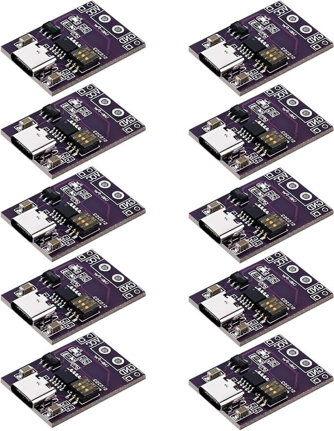 10 Stuks Power Supply Trigger Module voor USB-C: Ondersteunt 5V, 9V, 12V, 15V, 20V, DC Spoof, Snelle Oplader, Polling Detector en Notebook Voeding Veranderbord