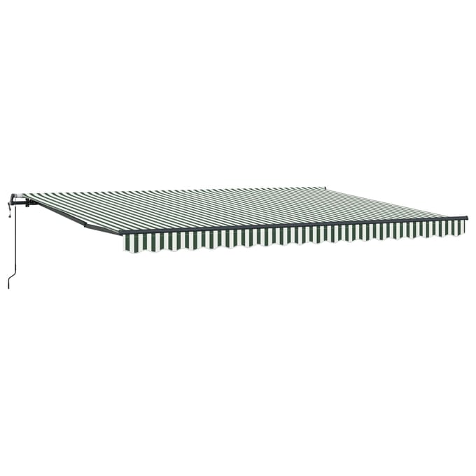 vidaXL - Uitschuifbare - luifel - Groen - en - Wit - 450 - × - 350 - cm