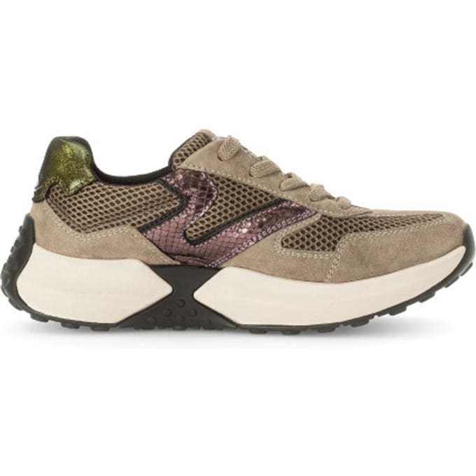 Gabor rollingsoft sensitive 56.996.43 - dames rollende wandelsneaker - Beige - maat 38 (EU) 5 (UK)