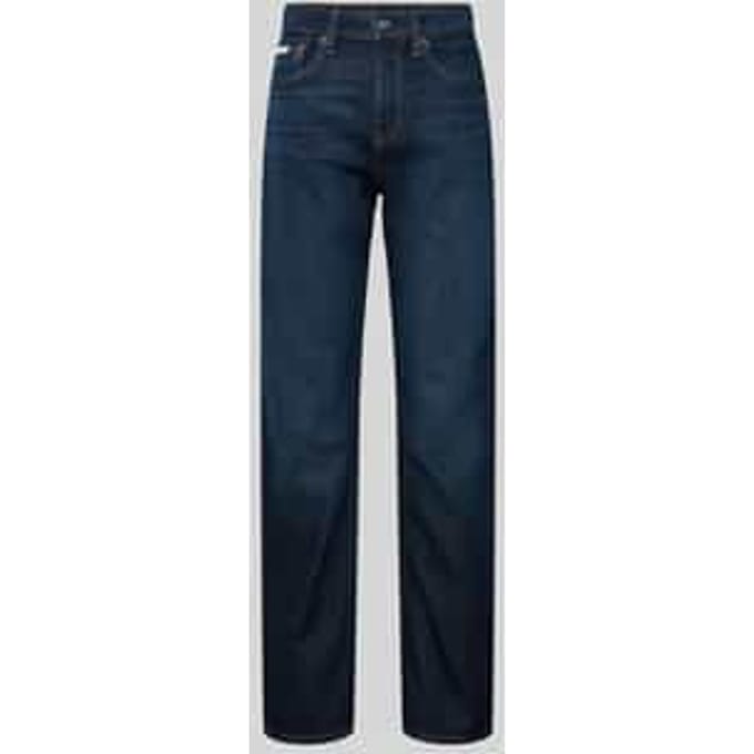 High rise straight fit jeans met labeldetail