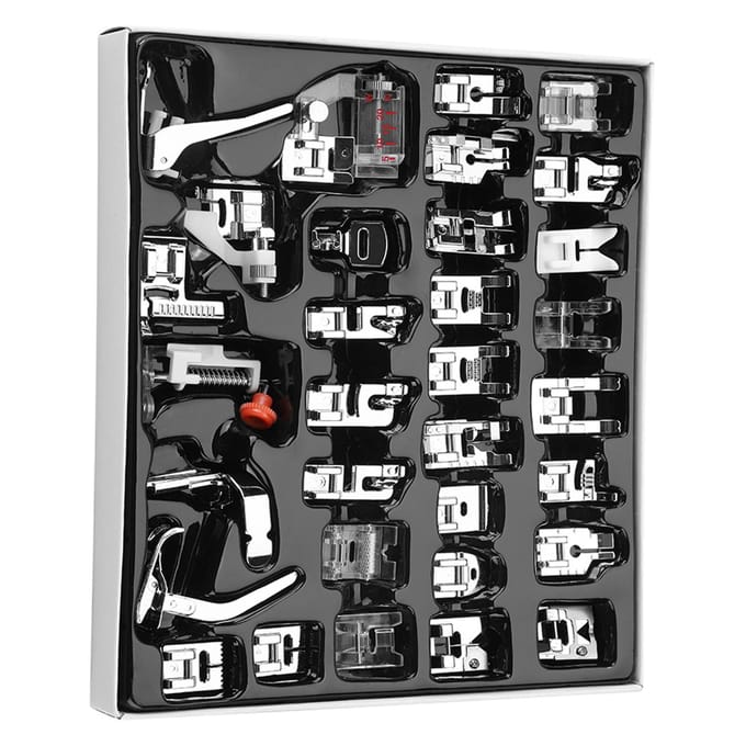 32 stuks/set Stikken Loopvoet Persvoeten Kit Huishoudelijke Naaimachine Accessoire black
