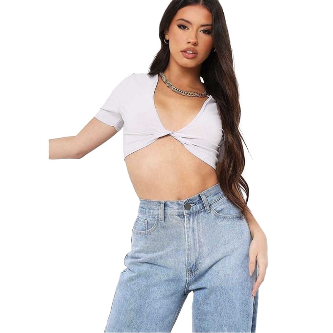 Missy Empire Dames/Dames Twisted Crop Top (Grijs)