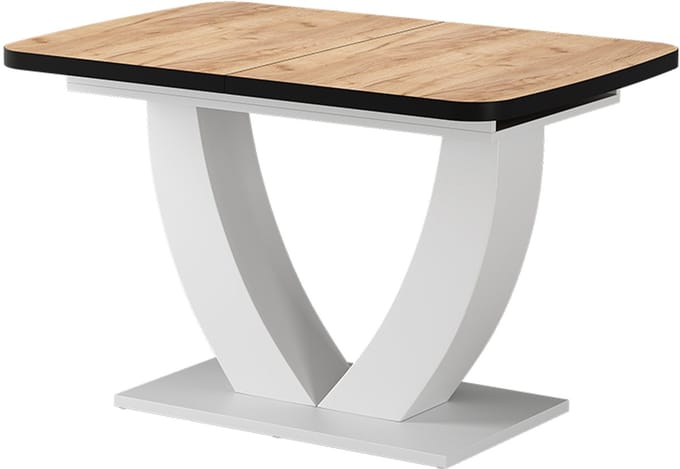 Vicco Eettafel Fenaro, Goudkleurig Eiken/Wit, 120-160 x 80 cm Uitschuifbaar