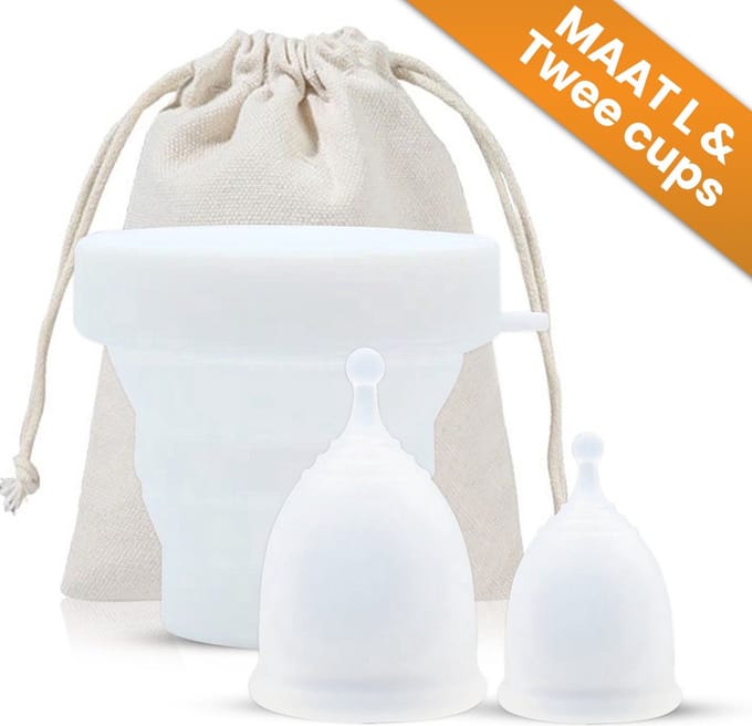 Luxegoed® - Menstruatiedisc - Menstruatiecup Sterilisator - Menstruatiecups - Large - 2 * Cups -Wit