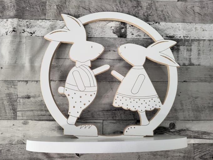Moliland - Paasei Decoratie - Twee Konijntjes - MDF