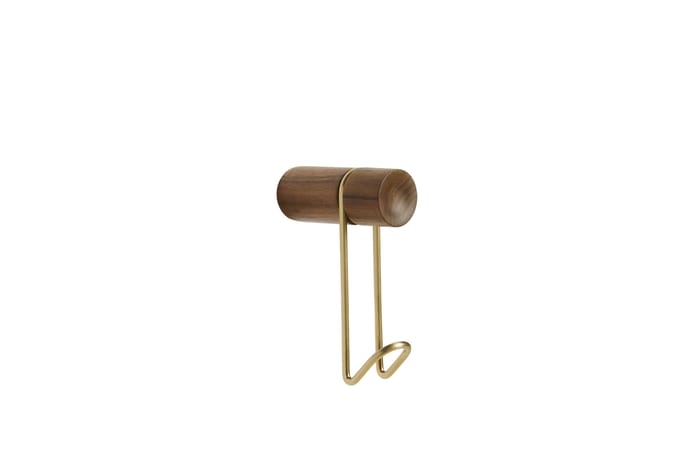 Woud Around Wandhaken - walnoot / messing - small