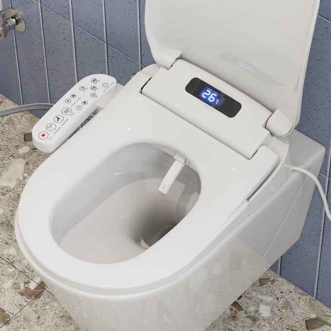 HOROW Douchewc Bril – Bidet Wc Met Afstandsbediening & Föhn - Douchewc Bril Sproeier - Extra stevig