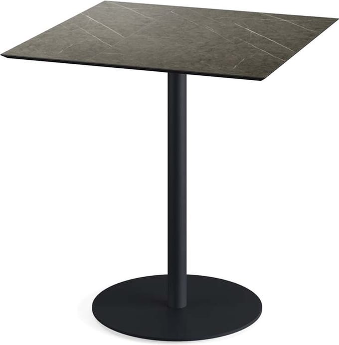 Tuintafel Midnight Marble Urban Zwart Frame HPL 70x70cm - Giga Meubel